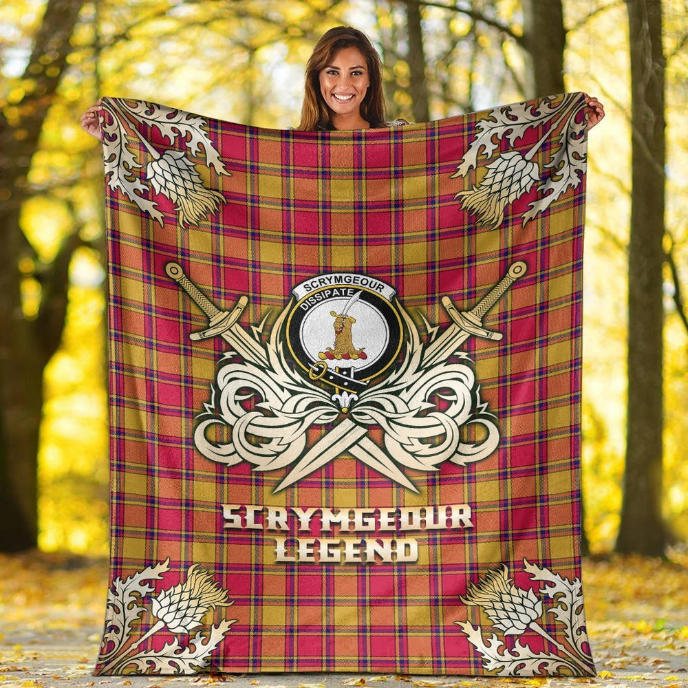 Clan Scrymgeour Tartan Gold Courage Symbol Blanket FD72 Clan Scrymgeour Tartan Today   