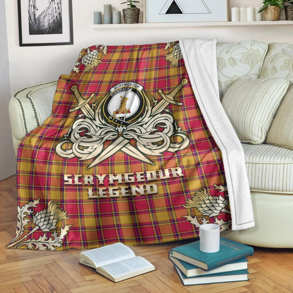 Clan Scrymgeour Tartan Gold Courage Symbol Blanket FD72 Clan Scrymgeour Tartan Today   