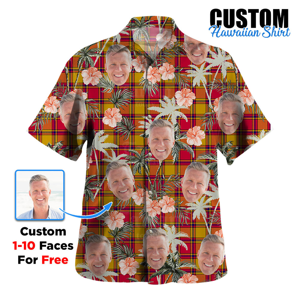 Clan Scrymgeour Tartan Custom Face Hawaiian Shirt – Unisex Gift for Family Members, Summer Party ES71 Scrymgeour Tartan Tartan Hawaii Shirt