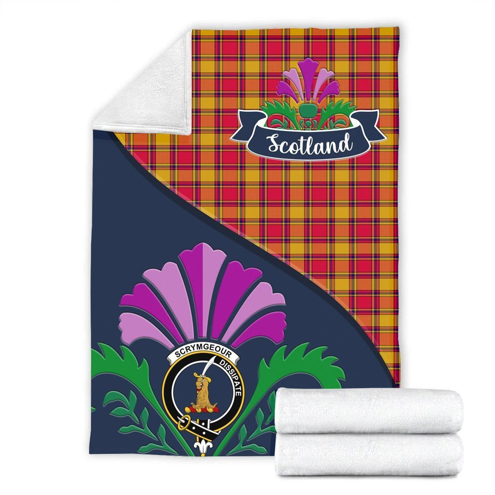 Clan Scrymgeour Tartan Crest Premium Blanket Thistle Style MW24 Clan Scrymgeour Tartan Today   
