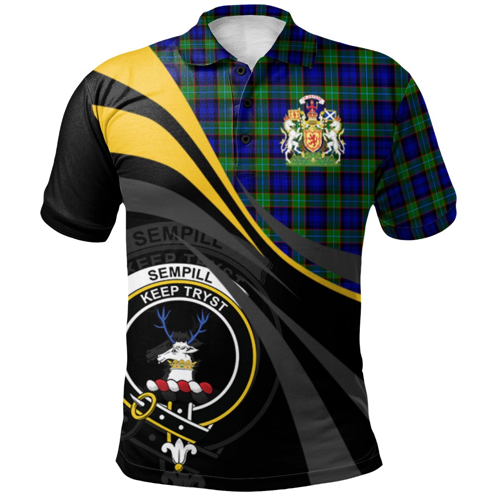 Clan Sempill Modern Tartan Polo Shirt - Royal Coat Of Arms Style NO85 Sempill Modern Tartan Tartan Polo   