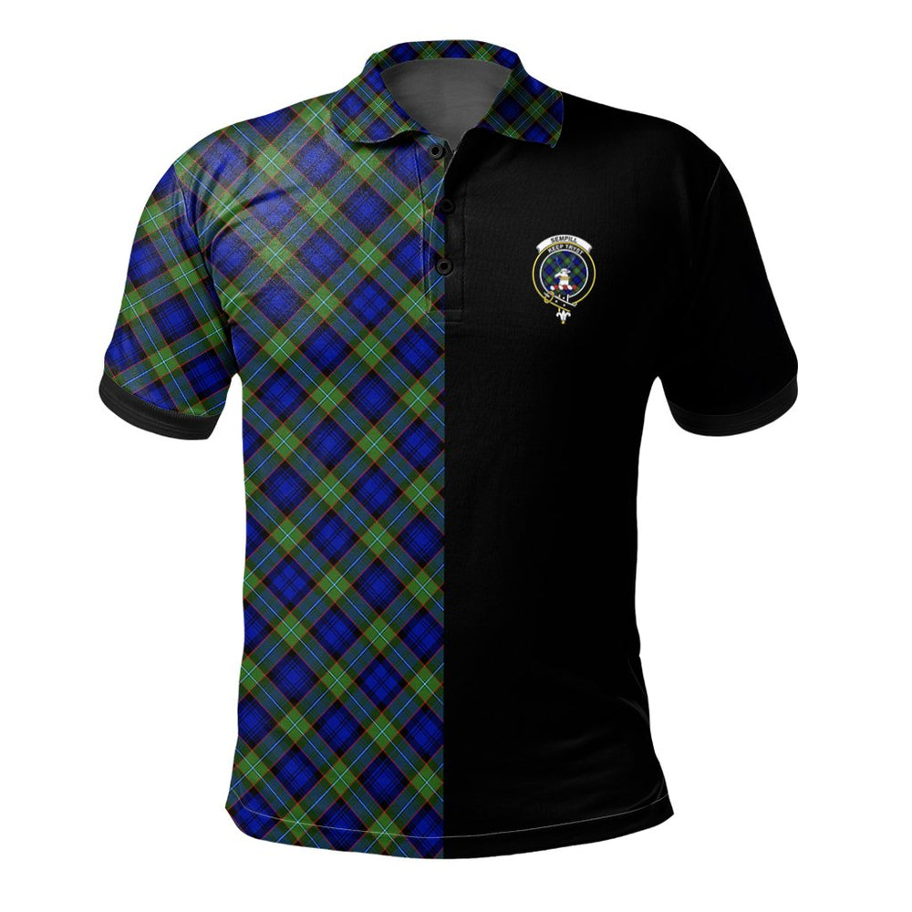 Clan Sempill Modern Tartan Polo Shirt Half of Me - Cross Style BD17 Sempill Modern Tartan Tartan Polo   