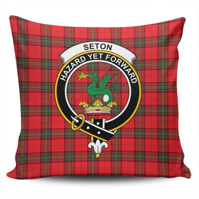 Clan Seton Modern Tartan Crest Pillow Cover