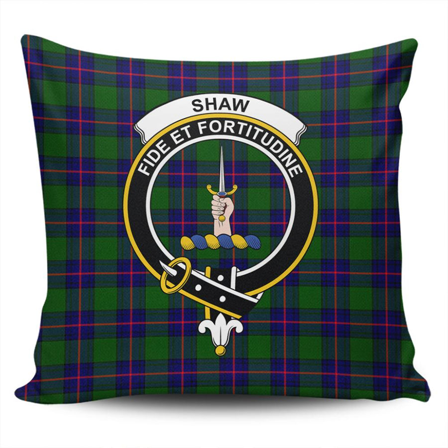 Clan Shaw Modern Tartan Crest Pillow Cover