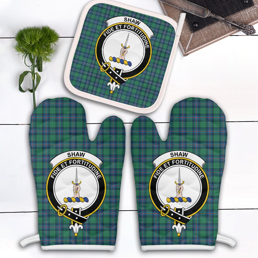 Clan Shaw Ancient Tartan Crest Oven Mitt And Pot Holder (2 Oven Mitts + 1 Pot Holder) EC56 Clan Shaw Tartan Today   