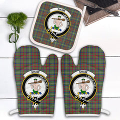 Clan Shaw Green Modern Tartan Crest Oven Mitt And Pot Holder (2 Oven Mitts + 1 Pot Holder) ZE91 Clan Shaw Tartan Today   