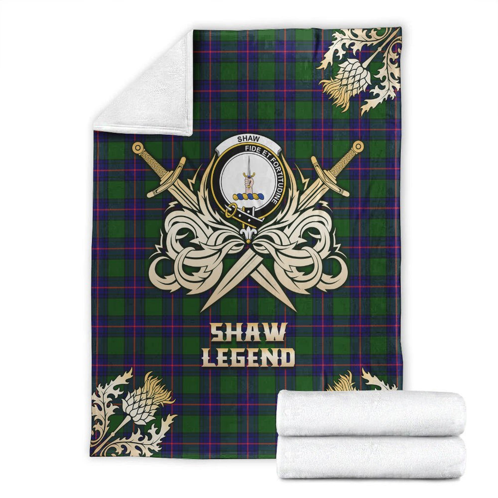 Clan Shaw Modern Tartan Gold Courage Symbol Blanket MS32 Clan Shaw Tartan Today   