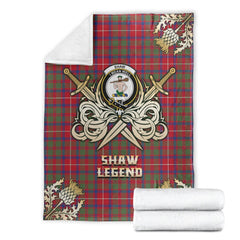 Clan Shaw Red Modern Tartan Gold Courage Symbol Blanket UB65 Clan Shaw Tartan Today   