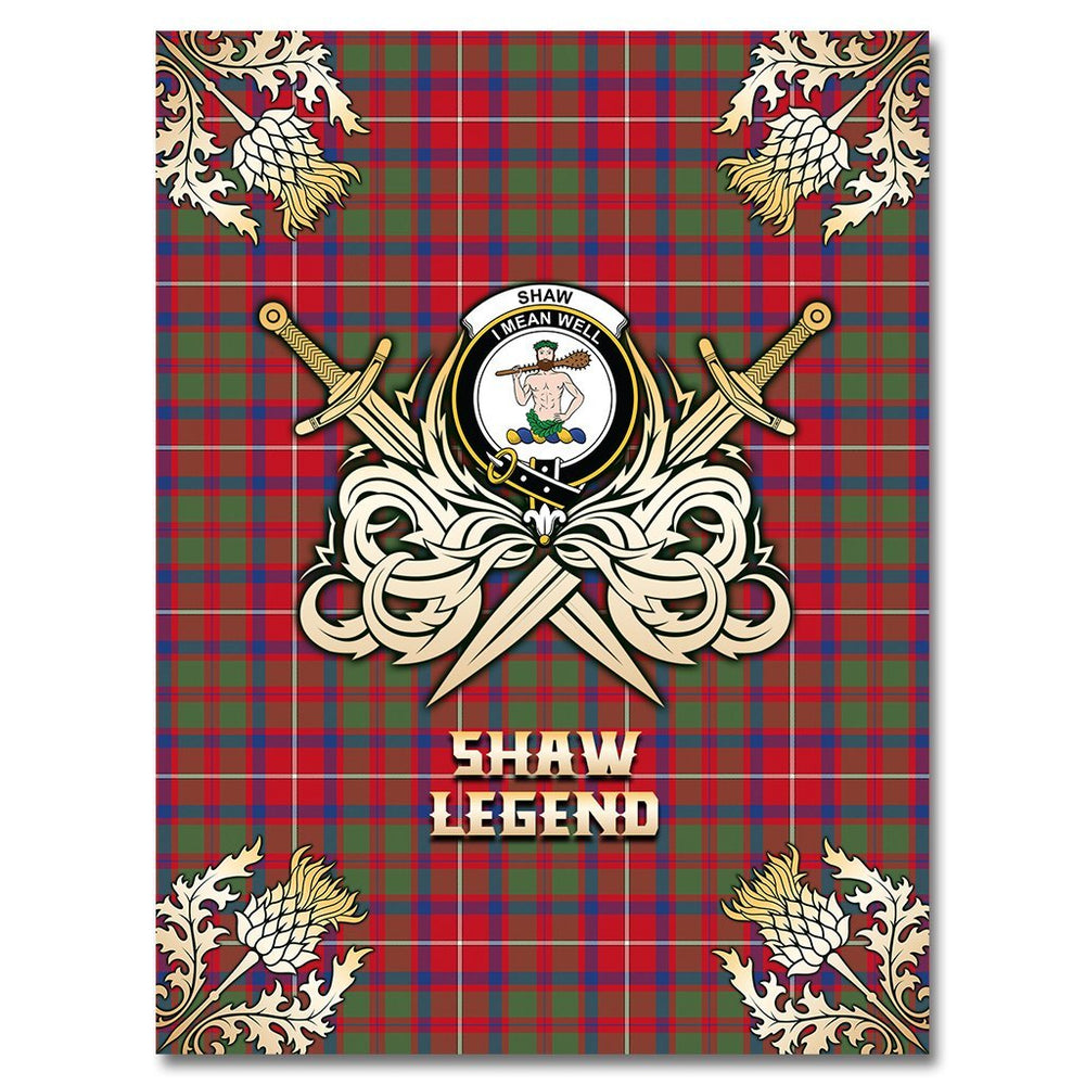 Clan Shaw Red Modern Tartan Gold Courage Symbol Blanket UB65 Clan Shaw Tartan Today   