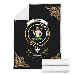 Clan Shaw (of Sauchie) Crest Tartan Premium Blanket Black FI87 Clan Shaw Tartan Today   
