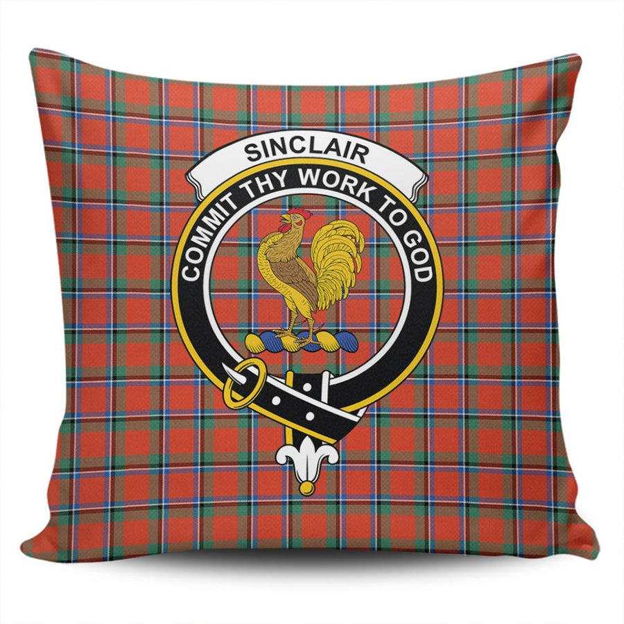 Clan Sinclair Ancient Tartan Crest Pillow Cover