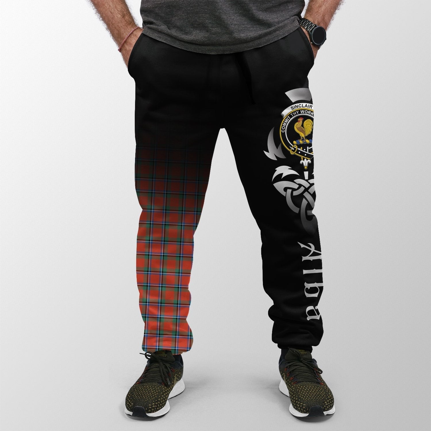 Clan Sinclair Ancient Tartan Crest Jogger Sweatpants  Alba Celtic Style VP20 Clan Sinclair Tartan Today   