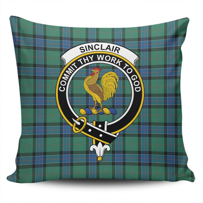 Clan Sinclair Hunting Ancient Tartan Crest Pillow Cover