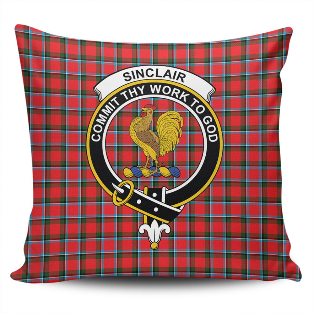Clan Sinclair Modern Tartan Crest Pillow Cover PF76 Clan Sinclair Tartan Today   