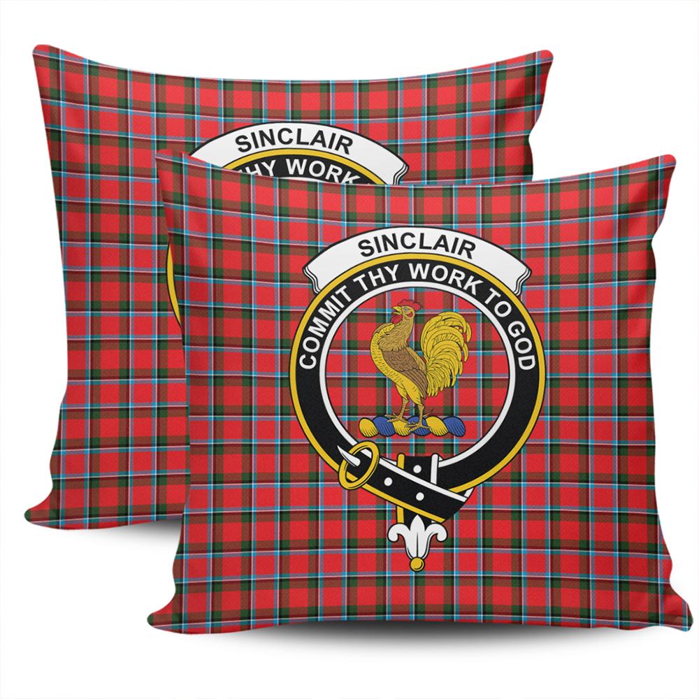Clan Sinclair Modern Tartan Crest Pillow Cover PF76 Clan Sinclair Tartan Today   