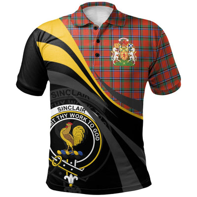 Clan Sinclair Ancient Tartan Polo Shirt - Royal Coat Of Arms Style HL36