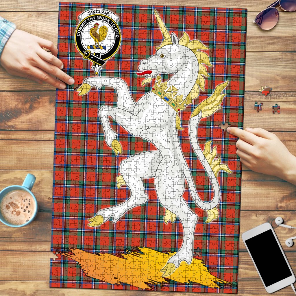 Clan Sinclair Ancient Tartan Crest Unicorn Scotland Jigsaw Puzzles Gift For Family IS13 Clan Sinclair Tartan Today   