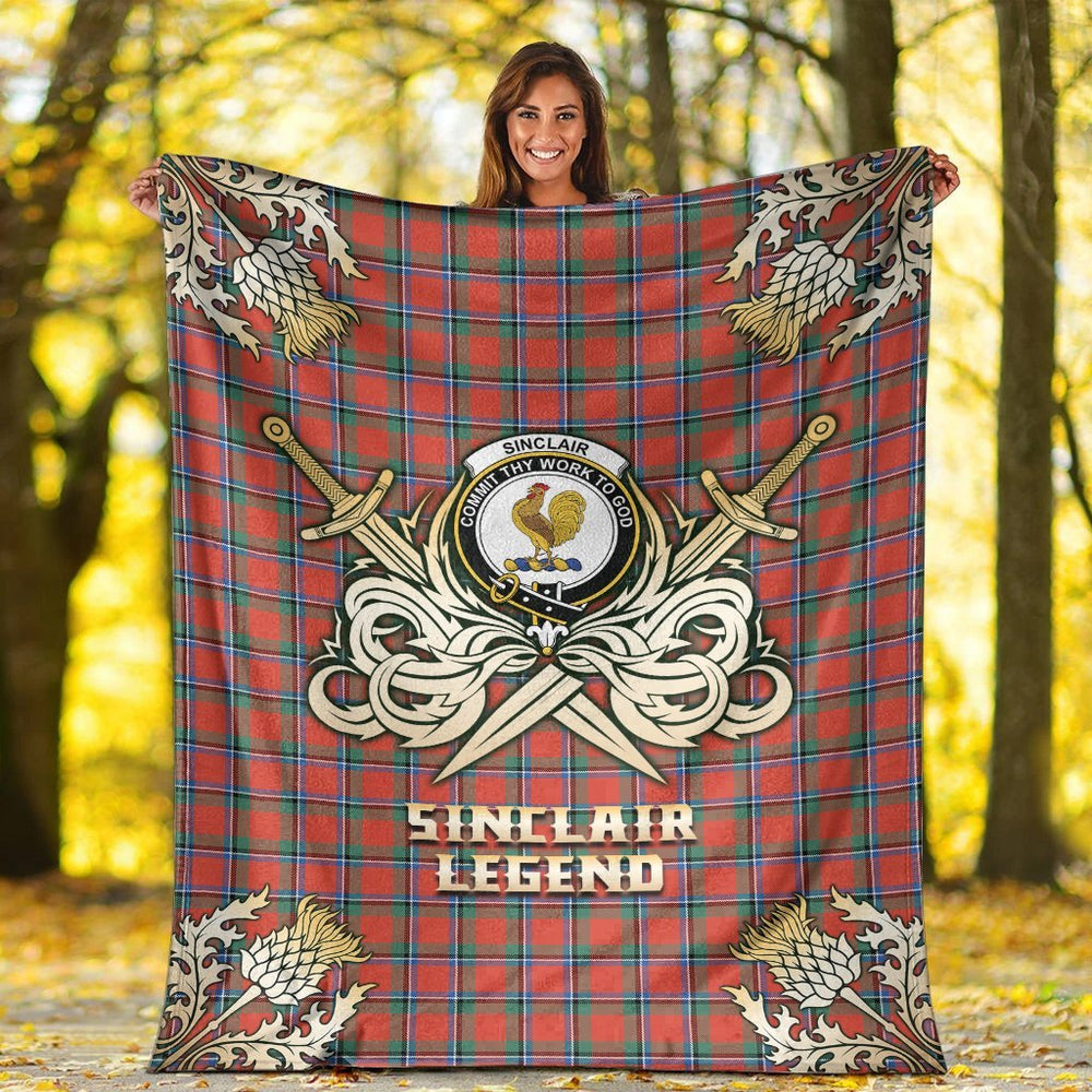 Clan Sinclair Ancient Tartan Gold Courage Symbol Blanket TI52 Clan Sinclair Tartan Today   