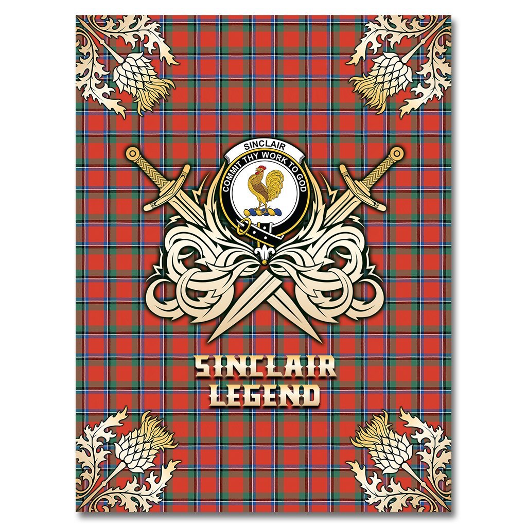 Clan Sinclair Ancient Tartan Gold Courage Symbol Blanket TI52 Clan Sinclair Tartan Today   