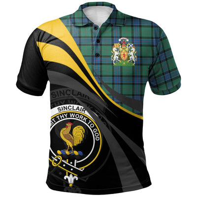 Clan Sinclair Hunting Ancient Tartan Polo Shirt - Royal Coat Of Arms Style OU10
