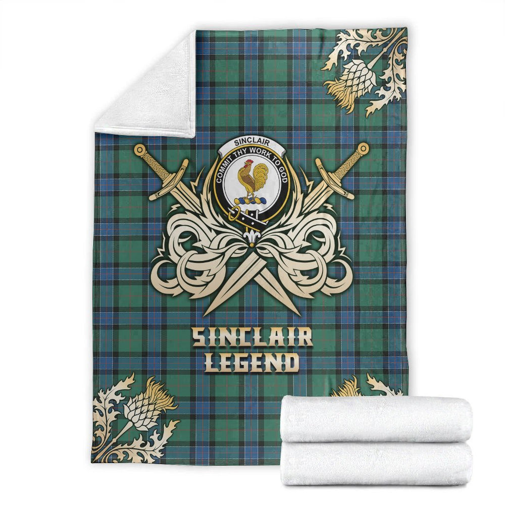 Clan Sinclair Hunting Ancient Tartan Gold Courage Symbol Blanket KQ20 Clan Sinclair Tartan Today   