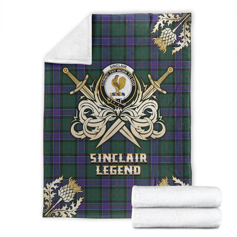Clan Sinclair Hunting Modern Tartan Gold Courage Symbol Blanket YC13 Clan Sinclair Tartan Today   