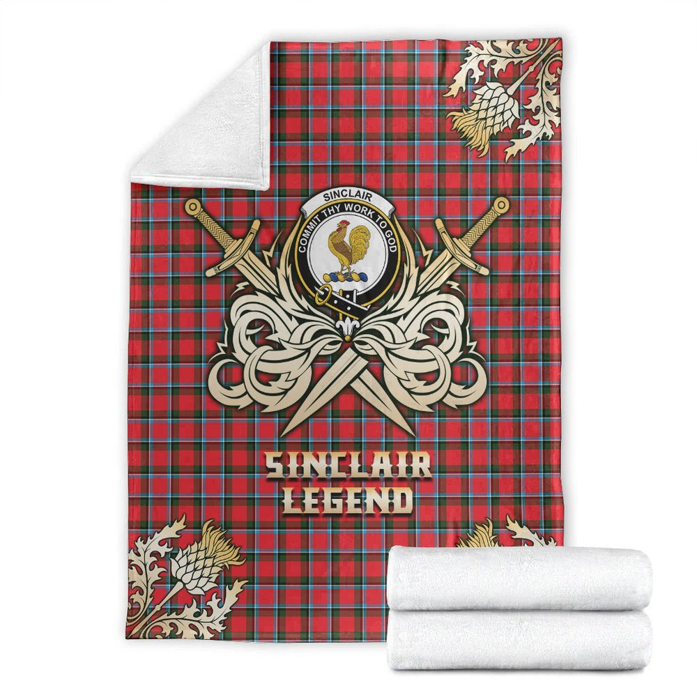 Clan Sinclair Modern Tartan Gold Courage Symbol Blanket GW61 Clan Sinclair Tartan Today   