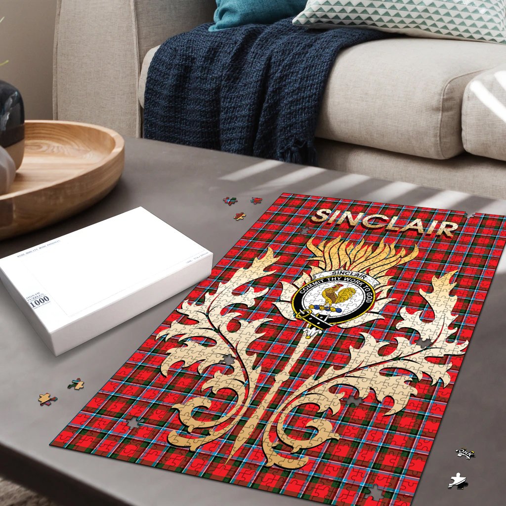Clan Sinclair Modern Tartan Crest Thistle Jigsaw Puzzles Gift For Family KK86 Clan Sinclair Tartan Today   