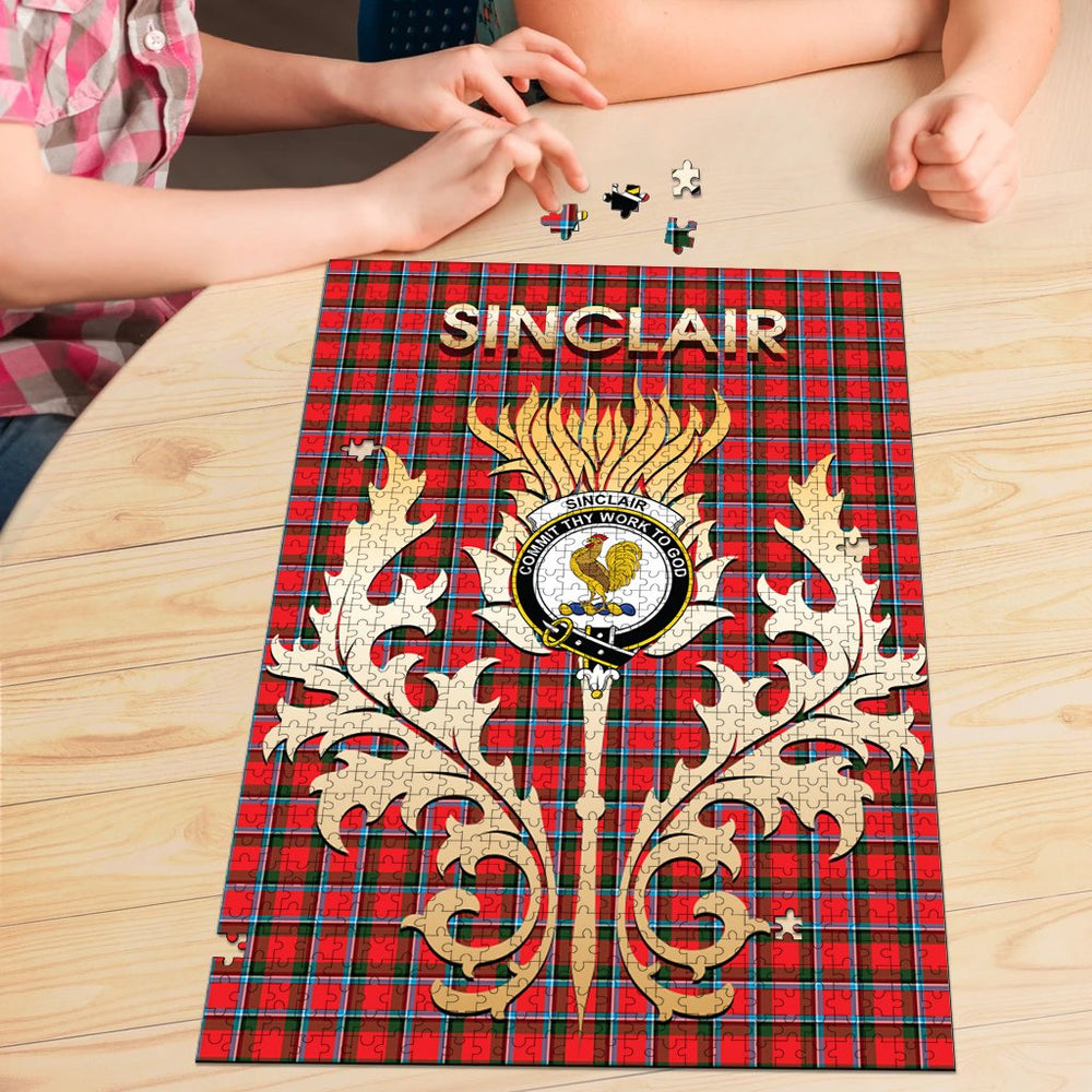 Clan Sinclair Modern Tartan Crest Thistle Jigsaw Puzzles Gift For Family KK86 Clan Sinclair Tartan Today   