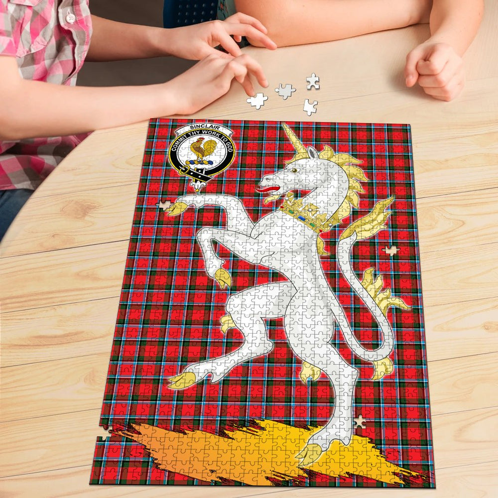 Clan Sinclair Modern Tartan Crest Unicorn Scotland Jigsaw Puzzles Gift For Family JQ38 Clan Sinclair Tartan Today   