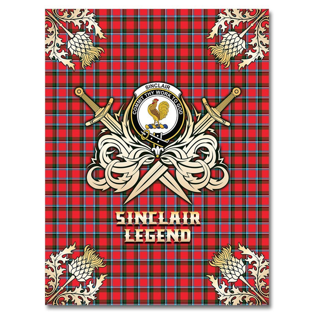Clan Sinclair Modern Tartan Gold Courage Symbol Blanket GW61 Clan Sinclair Tartan Today   
