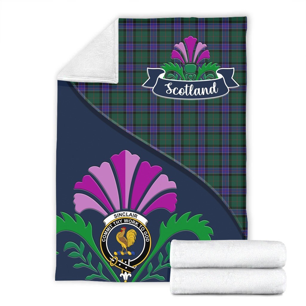 Clan Sinclair Tartan Crest Premium Blanket Thistle Style ZV56 Clan Sinclair Tartan Today   