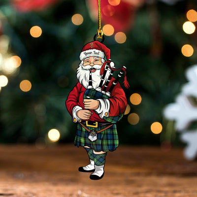 Personalized Clan Sinclair of Ulster Modern Clan Crest Tartan Santa Ornament – Custom Acrylic Christmas Decoration NU98