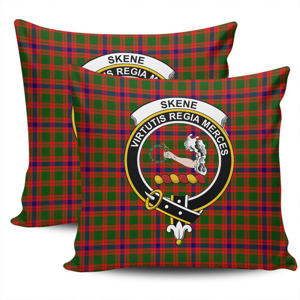 Clan Skene Modern Tartan Crest Pillow Cover RH64 Clan Skene Tartan Today   