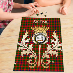 Clan Skene Modern Tartan Crest Thistle Jigsaw Puzzles Gift For Family FV54 Clan Skene Tartan Today   