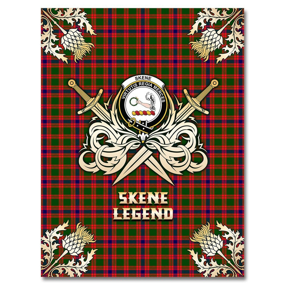 Clan Skene Modern Tartan Gold Courage Symbol Blanket AI59 Clan Skene Tartan Today   