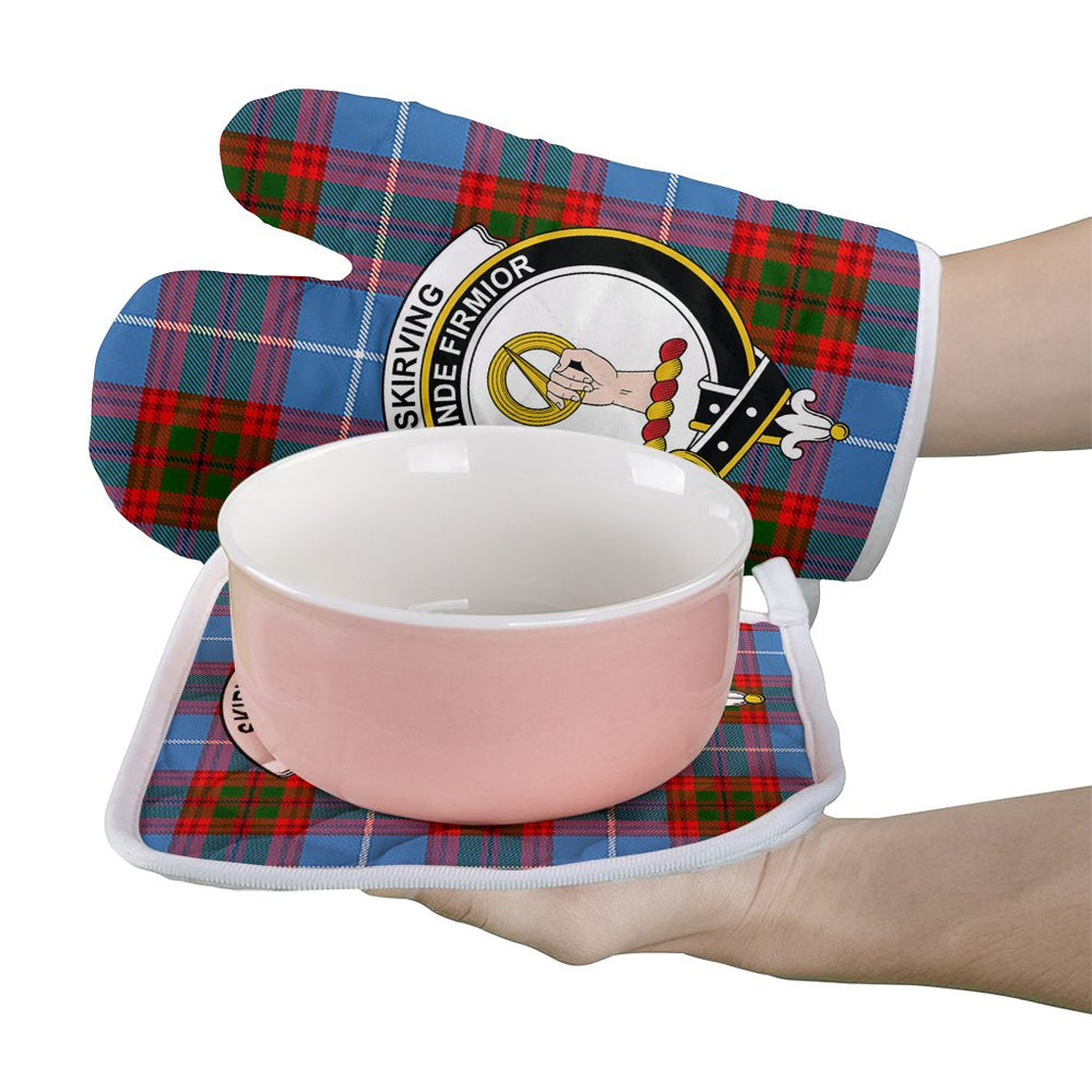 Clan Skirving Tartan Crest Oven Mitt And Pot Holder (2 Oven Mitts + 1 Pot Holder) QO25 Clan Skirving Tartan Today   