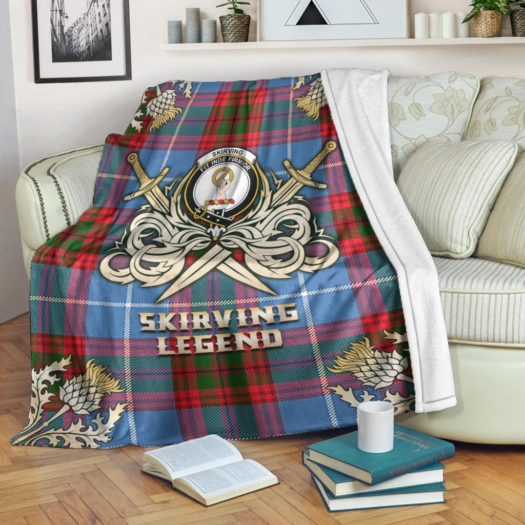 Clan Skirving Tartan Gold Courage Symbol Blanket UU91 Clan Skirving Tartan Today   