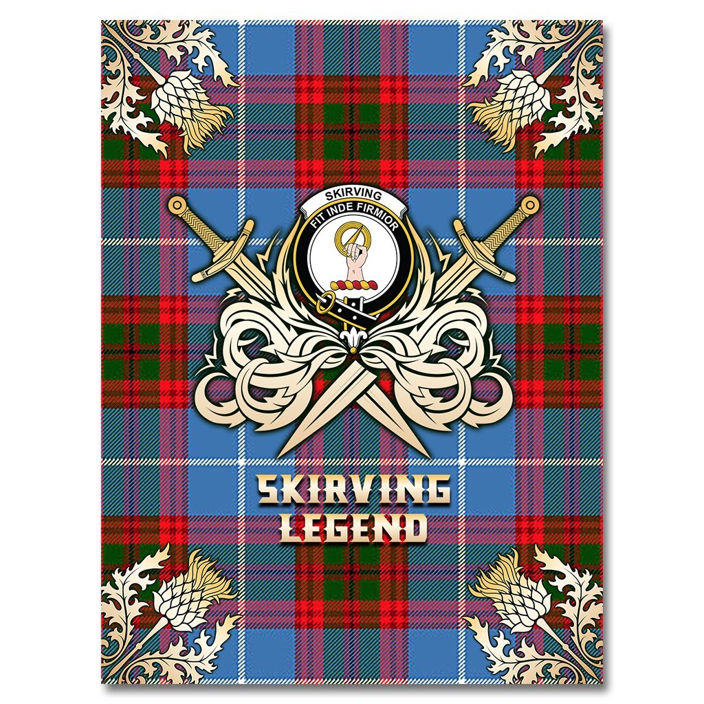 Clan Skirving Tartan Gold Courage Symbol Blanket UU91 Clan Skirving Tartan Today   