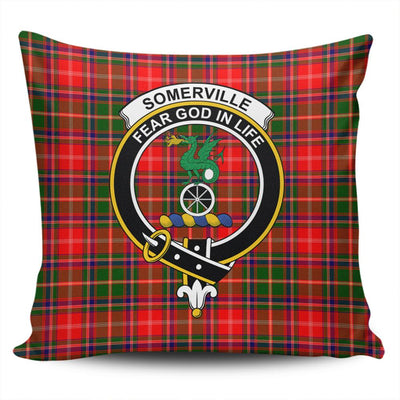 Clan Somerville Modern Tartan Crest Pillow Cover