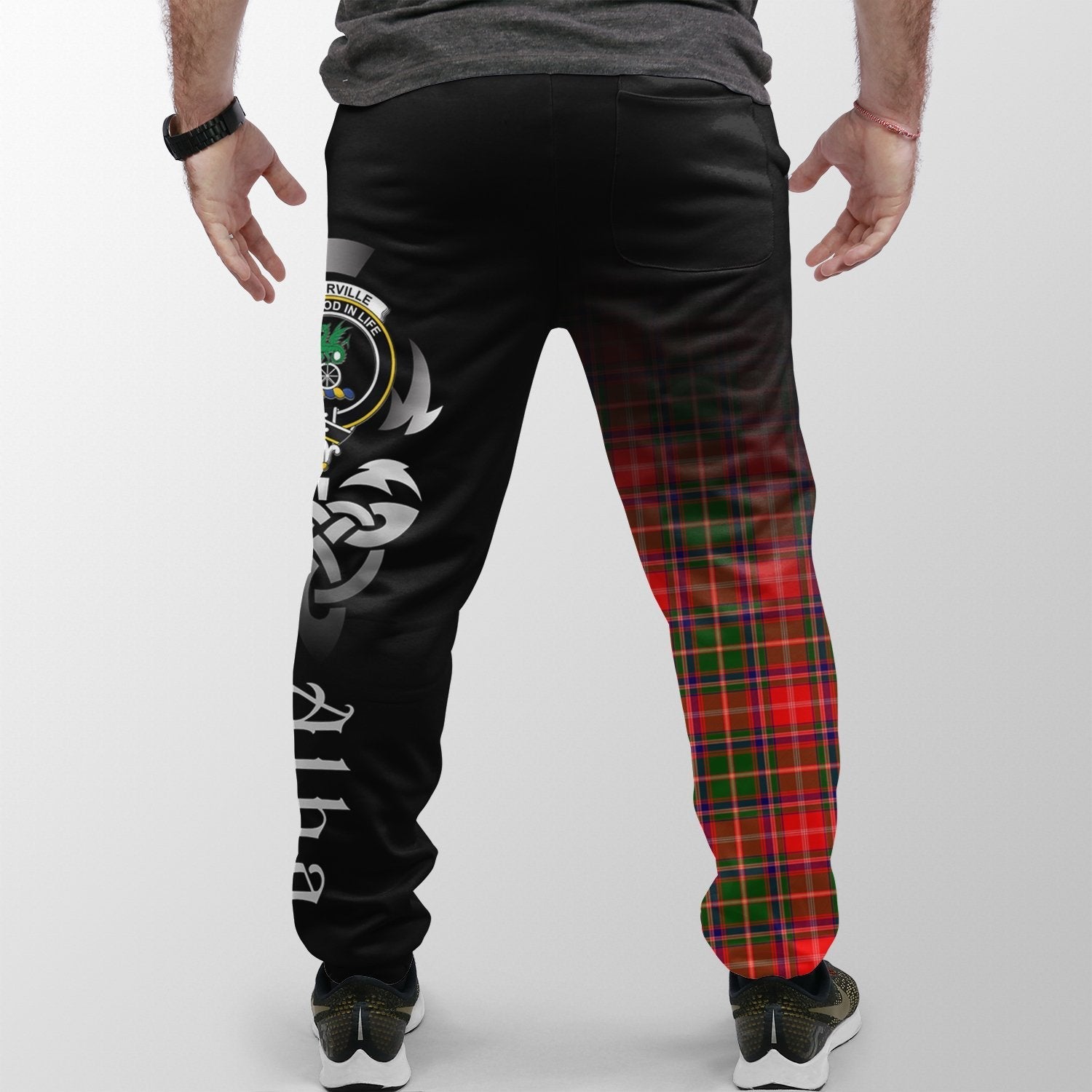 Clan Somerville Modern Tartan Crest Jogger Sweatpants  Alba Celtic Style GK76 Clan Somerville Tartan Today   