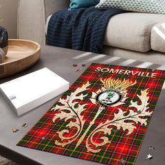 Clan Somerville Modern Tartan Crest Thistle Jigsaw Puzzles Gift For Family CX72 Clan Somerville Tartan Today   