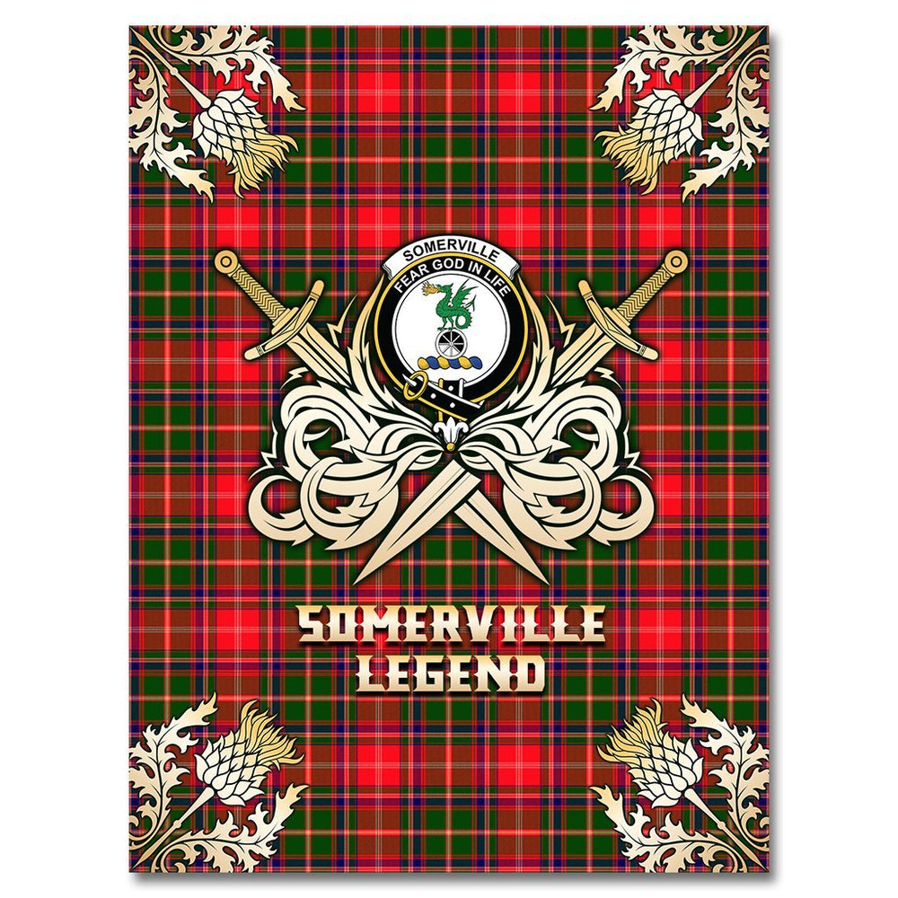 Clan Somerville Modern Tartan Gold Courage Symbol Blanket MA23 Clan Somerville Tartan Today   