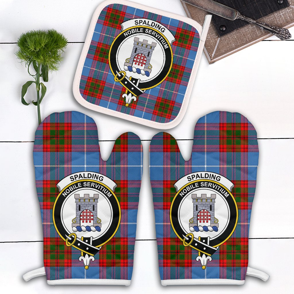 Clan Spalding Tartan Crest Oven Mitt And Pot Holder (2 Oven Mitts + 1 Pot Holder) CI92 Clan Spalding Tartan Today   