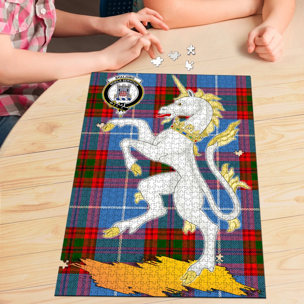 Clan Spalding Tartan Crest Unicorn Scotland Jigsaw Puzzles Gift For Family MN93 Clan Spalding Tartan Today   