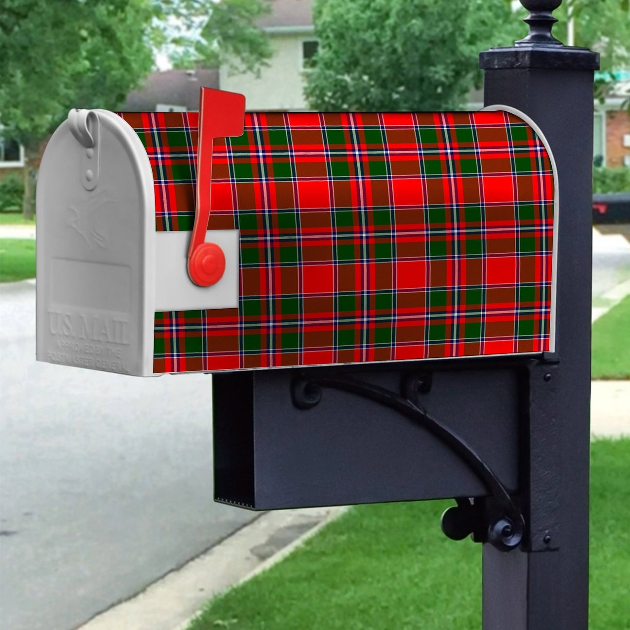 Clan Spens Modern Tartan Crest Mailbox CE87 Clan Spens Tartan Today   
