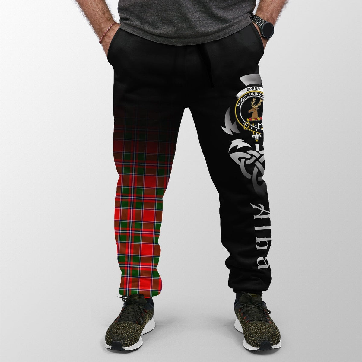 Clan Clan Spens Modern Tartan Crest Jogger Sweatpants  Alba Celtic Style RK61 Clan Spens Tartan Today   