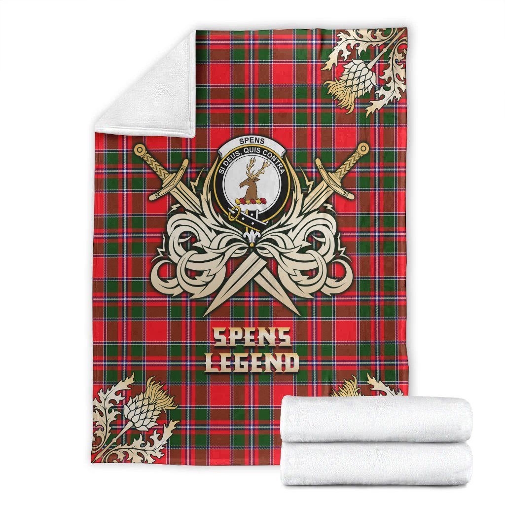 Clan Spens Modern Tartan Gold Courage Symbol Blanket IZ57 Clan Spens Tartan Today   