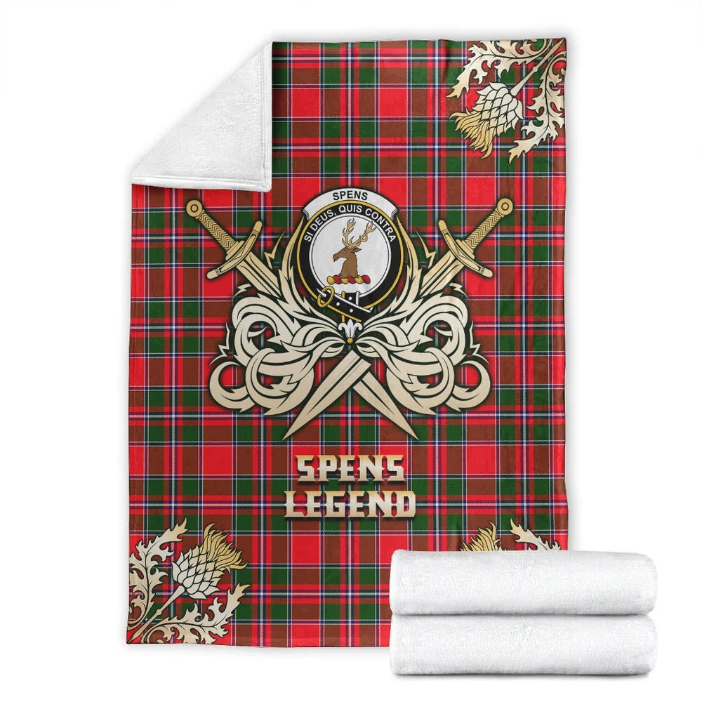 Clan Spens Modern Tartan Gold Courage Symbol Blanket IZ57 Clan Spens Tartan Today   