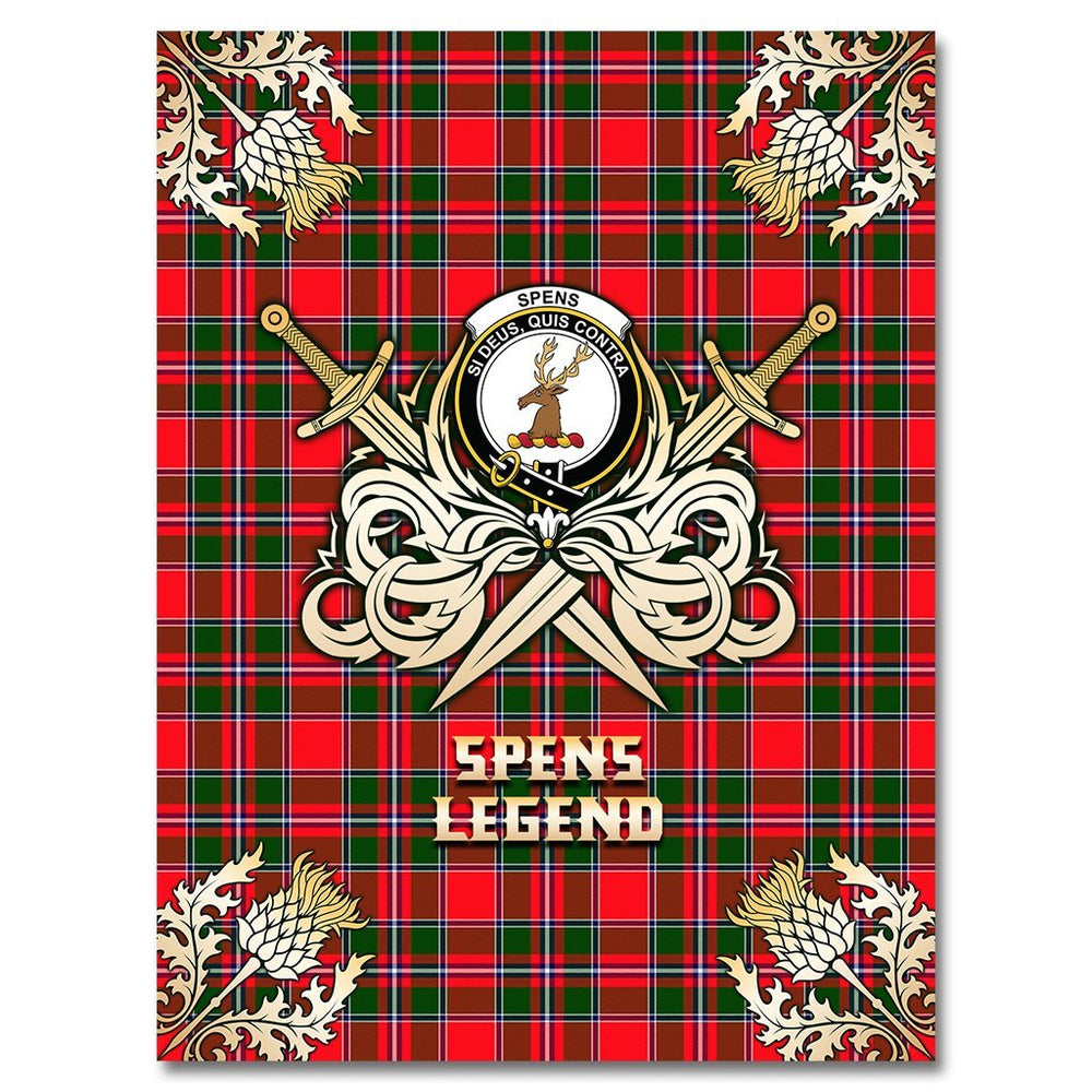 Clan Spens Modern Tartan Gold Courage Symbol Blanket IZ57 Clan Spens Tartan Today   